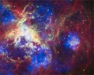 A brightly coloured nebula.