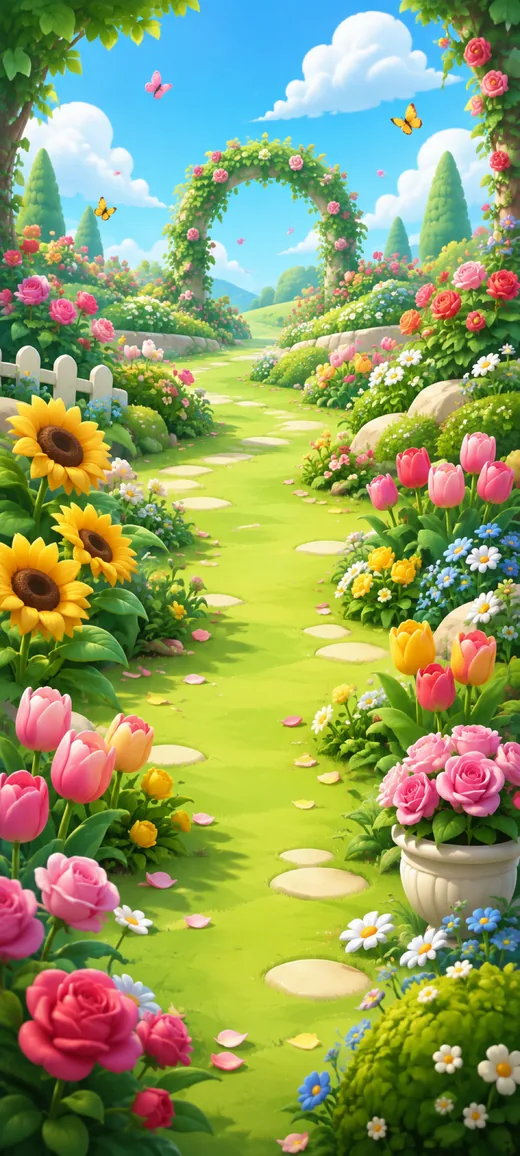 Bloomfall: a bright garden after rain.